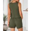imageBTFBM Womens Blazer 2 Piece Outfits Summer 2025 Casual Business Clothes Sleeveless Button Down Vest Shorts Lounge SetsArmy Green