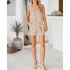 imageBTFBM Womens Blazer 2 Piece Outfits Summer 2025 Casual Business Clothes Sleeveless Button Down Vest Shorts Lounge SetsBeige Apricot