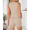 imageBTFBM Womens Blazer 2 Piece Outfits Summer 2025 Casual Business Clothes Sleeveless Button Down Vest Shorts Lounge SetsBeige Apricot
