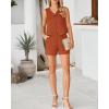 imageBTFBM Womens Blazer 2 Piece Outfits Summer 2025 Casual Business Clothes Sleeveless Button Down Vest Shorts Lounge SetsBrick Red