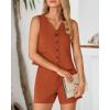 imageBTFBM Womens Blazer 2 Piece Outfits Summer 2025 Casual Business Clothes Sleeveless Button Down Vest Shorts Lounge SetsBrick Red