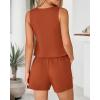 imageBTFBM Womens Blazer 2 Piece Outfits Summer 2025 Casual Business Clothes Sleeveless Button Down Vest Shorts Lounge SetsBrick Red