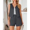 imageBTFBM Womens Blazer 2 Piece Outfits Summer 2025 Casual Business Clothes Sleeveless Button Down Vest Shorts Lounge SetsGrey