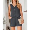 imageBTFBM Womens Blazer 2 Piece Outfits Summer 2025 Casual Business Clothes Sleeveless Button Down Vest Shorts Lounge SetsGrey