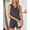 imageBTFBM Womens Blazer 2 Piece Outfits Summer 2025 Casual Business Clothes Sleeveless Button Down Vest Shorts Lounge SetsGrey