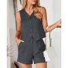 imageBTFBM Womens Blazer 2 Piece Outfits Summer 2025 Casual Business Clothes Sleeveless Button Down Vest Shorts Lounge SetsGrey