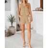 imageBTFBM Womens Blazer 2 Piece Outfits Summer 2025 Casual Business Clothes Sleeveless Button Down Vest Shorts Lounge SetsKhaki