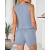imageBTFBM Womens Blazer 2 Piece Outfits Summer 2025 Casual Business Clothes Sleeveless Button Down Vest Shorts Lounge SetsLight Blue