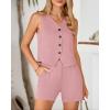 imageBTFBM Womens Blazer 2 Piece Outfits Summer 2025 Casual Business Clothes Sleeveless Button Down Vest Shorts Lounge SetsPink
