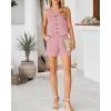 imageBTFBM Womens Blazer 2 Piece Outfits Summer 2025 Casual Business Clothes Sleeveless Button Down Vest Shorts Lounge SetsPink