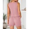 imageBTFBM Womens Blazer 2 Piece Outfits Summer 2025 Casual Business Clothes Sleeveless Button Down Vest Shorts Lounge SetsPink