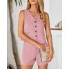 imageBTFBM Womens Blazer 2 Piece Outfits Summer 2025 Casual Business Clothes Sleeveless Button Down Vest Shorts Lounge SetsPink