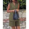 imageBTFBM Womens Blazer Vest Shorts Sets Lapel Neck Casual Sleeveless Button Down Office Summer 2 Piece Lounge Matching SetsSolid Army Green