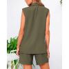 imageBTFBM Womens Blazer Vest Shorts Sets Lapel Neck Casual Sleeveless Button Down Office Summer 2 Piece Lounge Matching SetsSolid Army Green