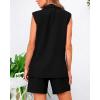 imageBTFBM Womens Blazer Vest Shorts Sets Lapel Neck Casual Sleeveless Button Down Office Summer 2 Piece Lounge Matching SetsSolid Black