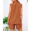 imageBTFBM Womens Blazer Vest Shorts Sets Lapel Neck Casual Sleeveless Button Down Office Summer 2 Piece Lounge Matching SetsSolid Brick Red