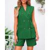 imageBTFBM Womens Blazer Vest Shorts Sets Lapel Neck Casual Sleeveless Button Down Office Summer 2 Piece Lounge Matching SetsSolid Green