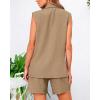 imageBTFBM Womens Blazer Vest Shorts Sets Lapel Neck Casual Sleeveless Button Down Office Summer 2 Piece Lounge Matching SetsSolid Khaki