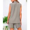 imageBTFBM Womens Blazer Vest Shorts Sets Lapel Neck Casual Sleeveless Button Down Office Summer 2 Piece Lounge Matching SetsSolid Light Grey