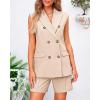 imageBTFBM Womens Blazer Vest Shorts Sets Lapel Neck Casual Sleeveless Button Down Office Summer 2 Piece Lounge Matching SetsSolid Light Khaki