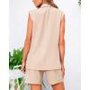 imageBTFBM Womens Blazer Vest Shorts Sets Lapel Neck Casual Sleeveless Button Down Office Summer 2 Piece Lounge Matching SetsSolid Light Khaki
