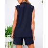 imageBTFBM Womens Blazer Vest Shorts Sets Lapel Neck Casual Sleeveless Button Down Office Summer 2 Piece Lounge Matching SetsSolid Navy