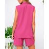 imageBTFBM Womens Blazer Vest Shorts Sets Lapel Neck Casual Sleeveless Button Down Office Summer 2 Piece Lounge Matching SetsSolid Rose Red