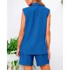 imageBTFBM Womens Blazer Vest Shorts Sets Lapel Neck Casual Sleeveless Button Down Office Summer 2 Piece Lounge Matching SetsSolid Royal Blue