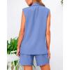 imageBTFBM Womens Blazer Vest Shorts Sets Lapel Neck Casual Sleeveless Button Down Office Summer 2 Piece Lounge Matching SetsSolid Sky Blue