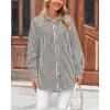 imageBTFBM Womens Button Down Shirts Striped Shirt Long Sleeve Casual Collared Office Work Loose Fit Blouses Tops PocketBlack