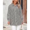 imageBTFBM Womens Button Down Shirts Striped Shirt Long Sleeve Casual Collared Office Work Loose Fit Blouses Tops PocketBlack