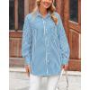 imageBTFBM Womens Button Down Shirts Striped Shirt Long Sleeve Casual Collared Office Work Loose Fit Blouses Tops PocketBlue