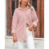 imageBTFBM Womens Button Down Shirts Striped Shirt Long Sleeve Casual Collared Office Work Loose Fit Blouses Tops PocketGrey Red