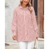 imageBTFBM Womens Button Down Shirts Striped Shirt Long Sleeve Casual Collared Office Work Loose Fit Blouses Tops PocketGrey Red