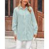 imageBTFBM Womens Button Down Shirts Striped Shirt Long Sleeve Casual Collared Office Work Loose Fit Blouses Tops PocketLake Blue