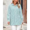 imageBTFBM Womens Button Down Shirts Striped Shirt Long Sleeve Casual Collared Office Work Loose Fit Blouses Tops PocketLake Blue