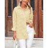 imageBTFBM Womens Button Down Shirts Striped Shirt Long Sleeve Casual Collared Office Work Loose Fit Blouses Tops PocketOrange