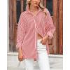 imageBTFBM Womens Button Down Shirts Striped Shirt Long Sleeve Casual Collared Office Work Loose Fit Blouses Tops PocketRed