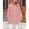 imageBTFBM Womens Button Down Shirts Striped Shirt Long Sleeve Casual Collared Office Work Loose Fit Blouses Tops PocketRed