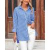 imageBTFBM Womens Button Down Shirts Striped Shirt Long Sleeve Casual Collared Office Work Loose Fit Blouses Tops PocketSky Blue