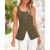 imageBTFBM Womens Sleeveless Suit Vests Dressy Casual Square Neck Business Work Waistcoat Summer Button Up Blazer Vest TopsArmy Green