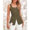 imageBTFBM Womens Sleeveless Suit Vests Dressy Casual Square Neck Business Work Waistcoat Summer Button Up Blazer Vest TopsArmy Green
