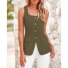 imageBTFBM Womens Sleeveless Suit Vests Dressy Casual Square Neck Business Work Waistcoat Summer Button Up Blazer Vest TopsArmy Green