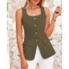 imageBTFBM Womens Sleeveless Suit Vests Dressy Casual Square Neck Business Work Waistcoat Summer Button Up Blazer Vest TopsArmy Green