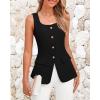 imageBTFBM Womens Sleeveless Suit Vests Dressy Casual Square Neck Business Work Waistcoat Summer Button Up Blazer Vest TopsBlack