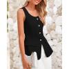 imageBTFBM Womens Sleeveless Suit Vests Dressy Casual Square Neck Business Work Waistcoat Summer Button Up Blazer Vest TopsBlack
