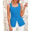 imageBTFBM Womens Sleeveless Suit Vests Dressy Casual Square Neck Business Work Waistcoat Summer Button Up Blazer Vest TopsBlue