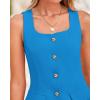 imageBTFBM Womens Sleeveless Suit Vests Dressy Casual Square Neck Business Work Waistcoat Summer Button Up Blazer Vest TopsBlue