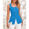 imageBTFBM Womens Sleeveless Suit Vests Dressy Casual Square Neck Business Work Waistcoat Summer Button Up Blazer Vest TopsBlue