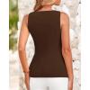 imageBTFBM Womens Sleeveless Suit Vests Dressy Casual Square Neck Business Work Waistcoat Summer Button Up Blazer Vest TopsCoffee